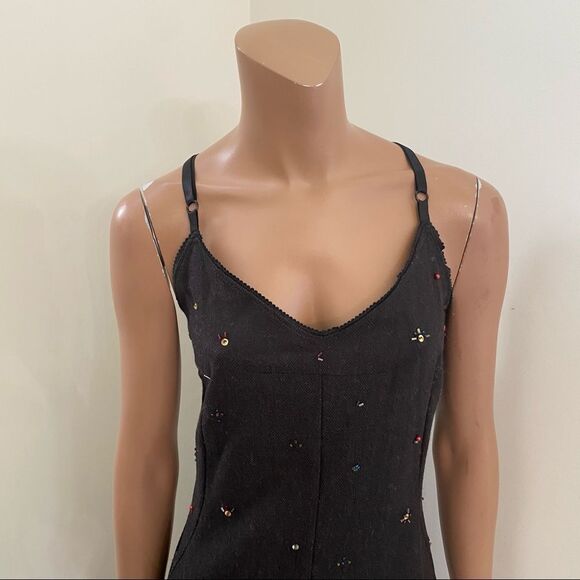 DOLCE & GABANA gray beaded wool midi dress M - Picture 10 of 16